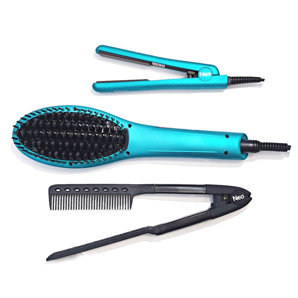 Metallic Turquoise Heated Brush Set